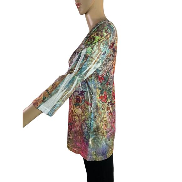 Susan Lawrence Women's Size Small Top Sequin Details Colorful 1/4 sleeve USA - Picture 7 of 12